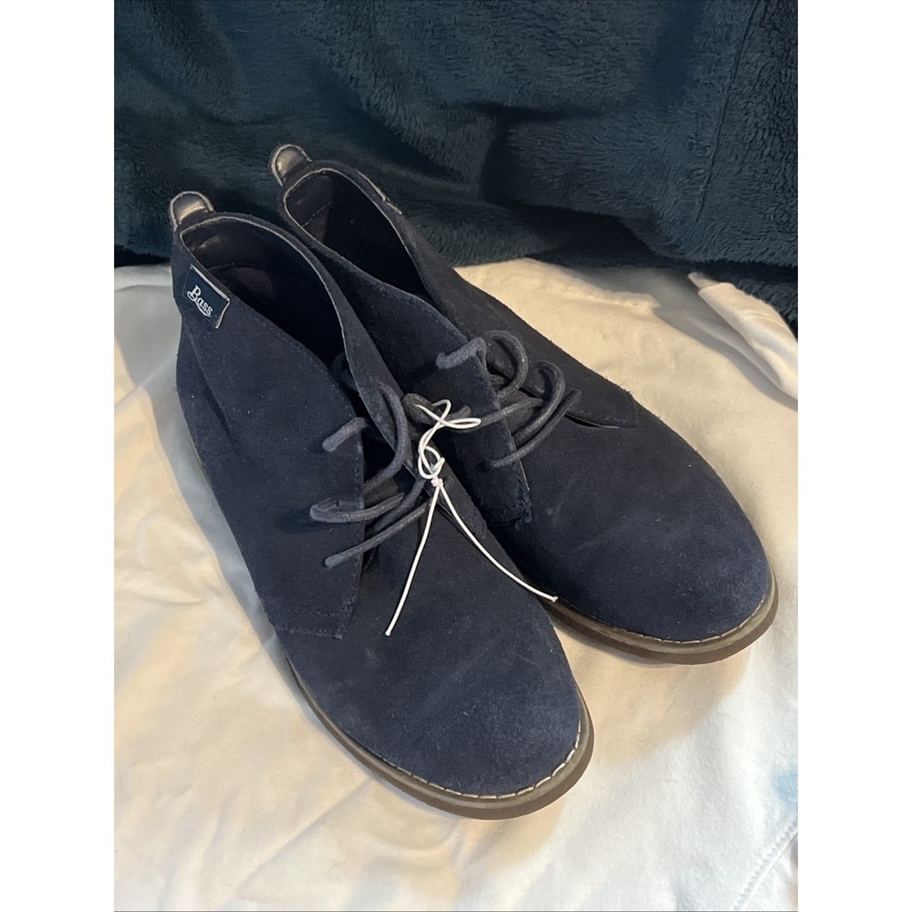 G H Bass Co "Elyse" Women's 6M Navy Suede Chukka Boots‎ Leather Upper Lace-Up